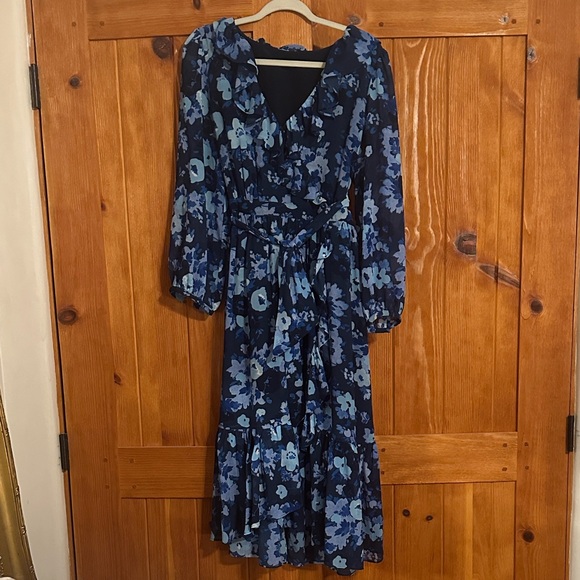 J. Crew Long Sleeve Floral Dress in Blue - Picture 1 of 4